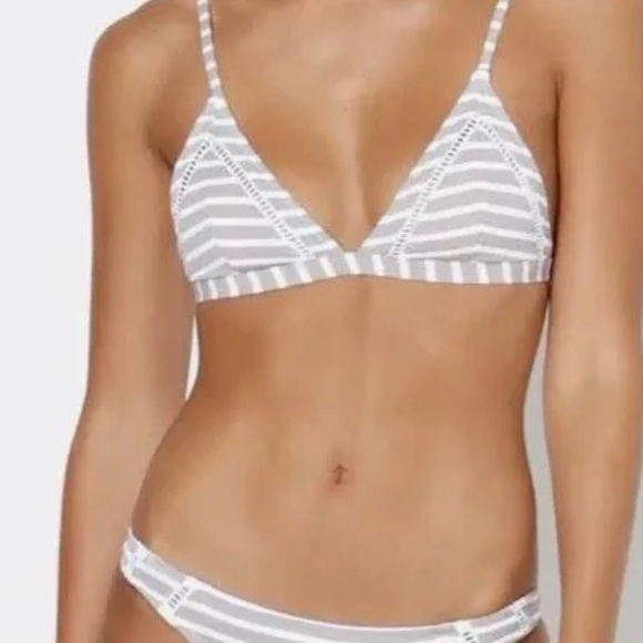 Rhythm. Other - Rhythm Gray and White Striped Triangle Bikini Top